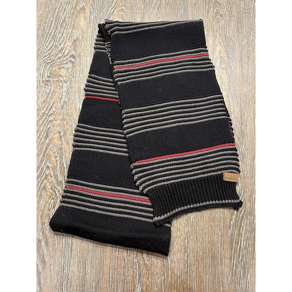 Vintage Y2K Fossil Striped Scarf Wool Blend Preppy Heritage - Picture 3 of 6